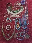 Costume Jewelry - Vintage - Glass Bead Necklaces - Stone Bangle - Monet Earrings