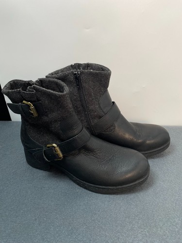 Botines BOC Born Concepts Moto Cuero Negro Tela Hebilla Lateral Zlp Talla 8M - Imagen 3 de 14
