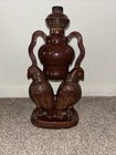 Vintage Wine Decanter Ceramic Authentic Cameo 1968 Series Rare Two birds brown