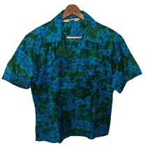 Vtg 60's Royal Hawaiian Loop Collar Floral Islands Hawaiian Shirt Camp Fits Sz M