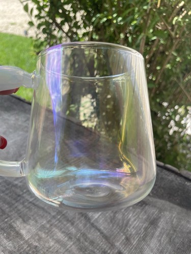 Opal Iridescent 16oz Ghost Handle Mug Glass Halloween Dessert Cup Adorable ￼ - Picture 8 of 10