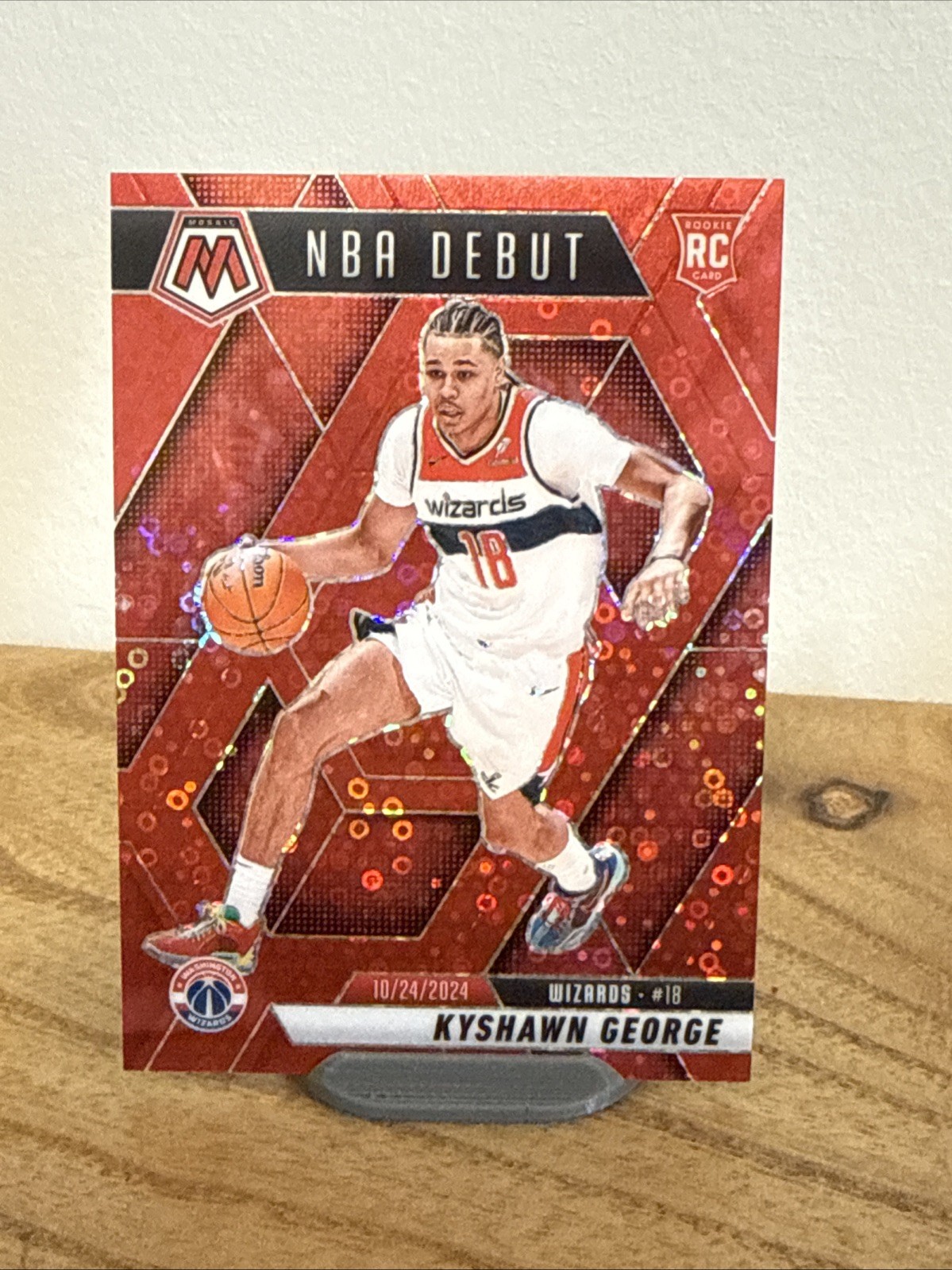 2024-25 Panini Mosaic Kyshawn George #256 Red Disco Color Match NBA Debut /99