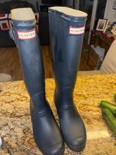 Hunter Original Tall Matt Women's Rain Boots - Navy Blue Sz 10