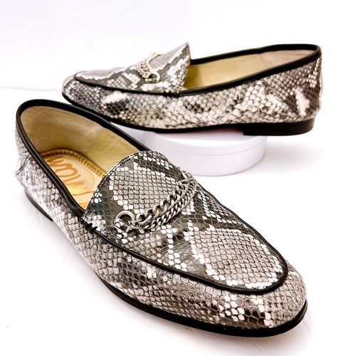 SAM EDELMAN Lorenzo SNAKE Print Loafers Women’s Size 8.5 Black Gray Casual Shoes