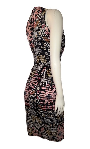 Guess Women Bodycon Knee Length Dress Sleeveless Black Embroidered Floral Size 4 - Picture 6 of 14