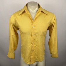Vtg Permanent Press Disco Shirt Mens Large Gold Dagger Collar 1960s 1970s Hippie