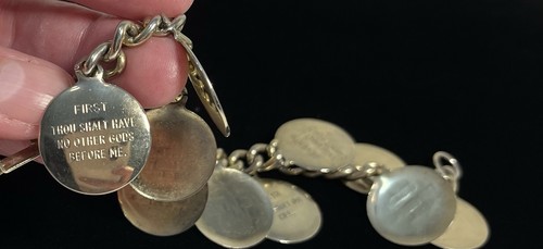 Vintage 10 Gebote Bettelarmband silberfarben 8 Zoll - Bild 13 von 24