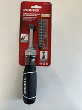 Husky Ratcheting Screwdriver Set 10-Piece Slotting Phillips and Tamper Bits