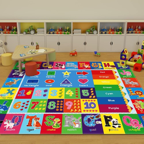 ABC Kids Rug, Kids Carpet for Playroom, Classroom Carpet with Anti-Slip Back,... - Picture 6 of 7