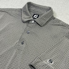 FootJoy Golf Polo Shirt Mens Large Gray Check Short Sleeve Polyester Performance