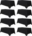 sancua 8 Pack Black Polyester Tablecloth 90x132 Inch Rectangle for 6ft #R034