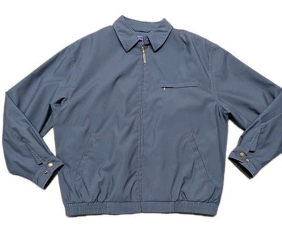 Pendleton Men's Blue Zip Front Jacket L Plaid Lined Harrington