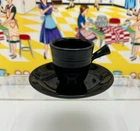 Fiesta Demitasse Stick Handle Cup & Saucer Set Black in Box Post 86
