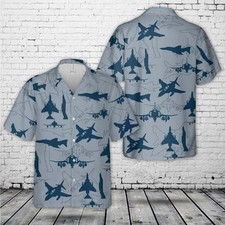 US Navy McDonnell Douglas F 4 Phantom II Aircraft Silhouettes Hawaiian Shirt