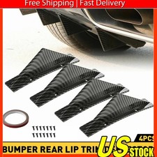 4 Pcs Diffuser Shark Fin Spoiler Lip Universal Rear Bumper Splitter Carbon Fiber