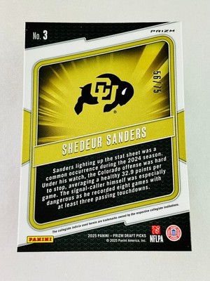 Shedeur Sanders 2025 Panini Prizm Draft Orange Pulsar RC Hype /75