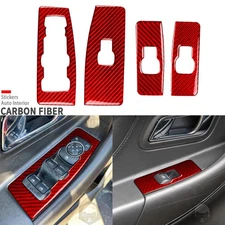Red Carbon Fiber Interior Window Lift Switch Panel Cover For Ford Taurus 2013-19