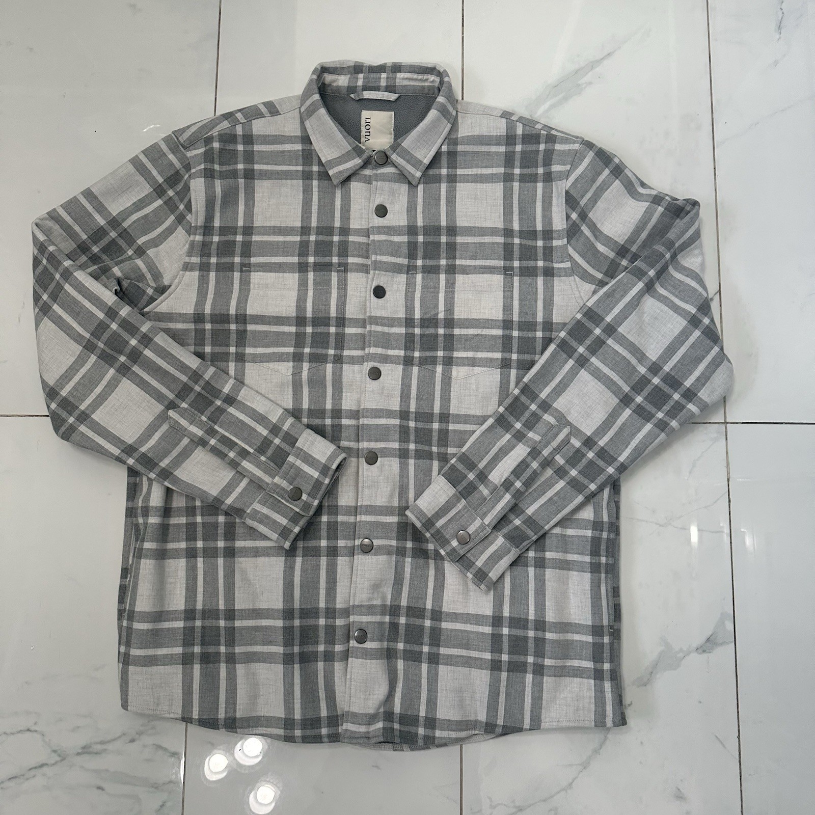 Vuori Men's Fleece-Lined Plaid Flannel Shacket V246 XL