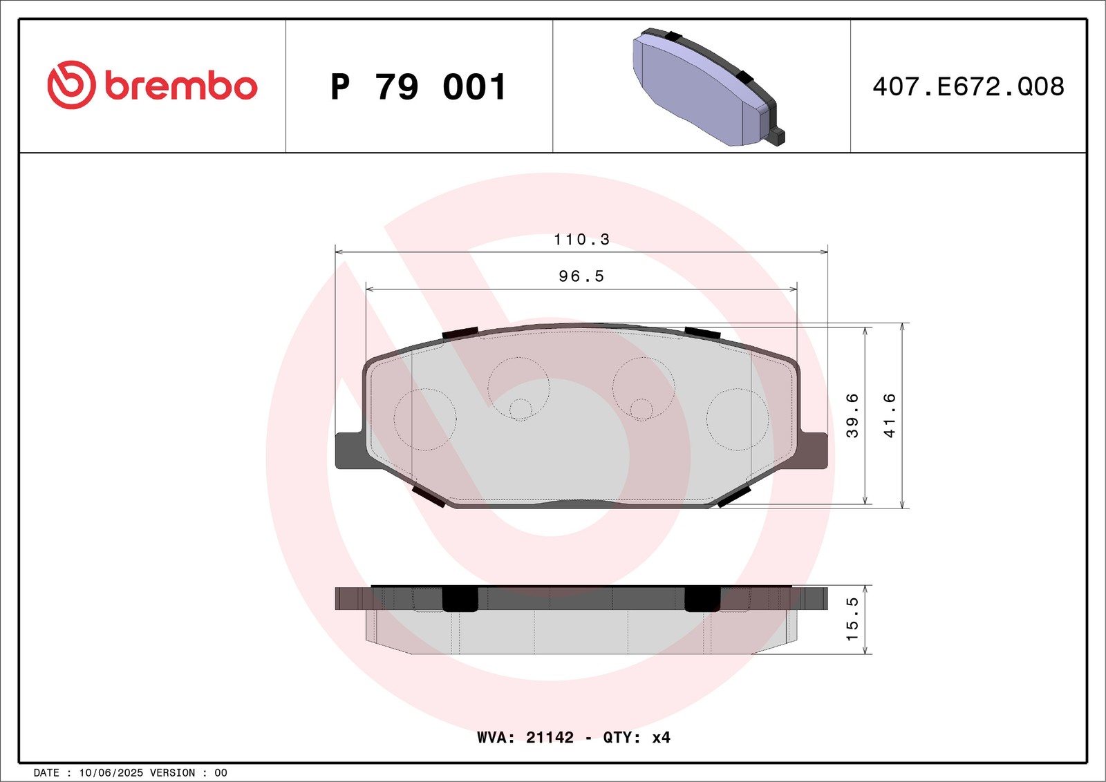 Für BREMBO P 79 001 HAM PADS. FRONT SUZUKI JIMNY 98- - Bild 4