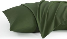 Olive Green Microfiber Pillow Covers - Soft, Stain-Resistant Set of 2