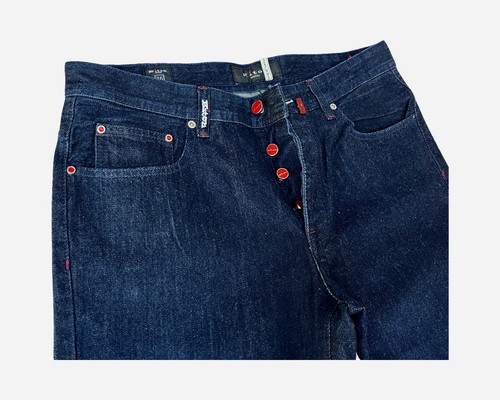 Kiton Jeans Blue Dark Wash 36x33 Red Accents Beautiful Jeans Classic Cut New - Picture 5 of 16