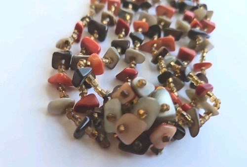 Vintage Japan Beaded Stones Four Strand Layers Necklace 19" Marked JL - Picture 2 of 7