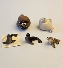 Lot of Sea Animal Figurines 4 Seals 1 Walrus Pot Sitter Hagen Renaker Vintage