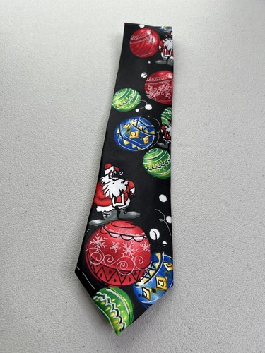 J. Garcia Black, Blue, Red, Green Christmas Ornament Pattern Tie NWOT - Picture 3 of 6