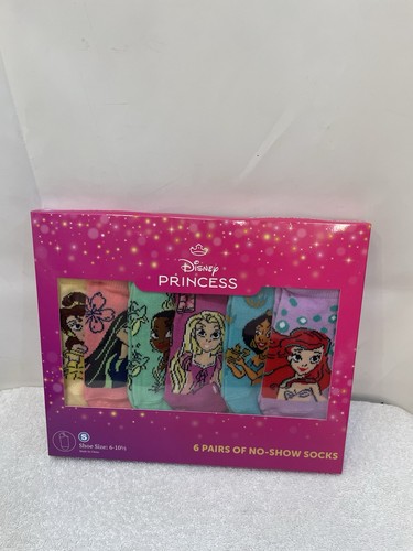 Disney Princess Girls Multicolor Small 6 Pairs 6 - 10.5 No- Show Princess Socks - Picture 7 of 22