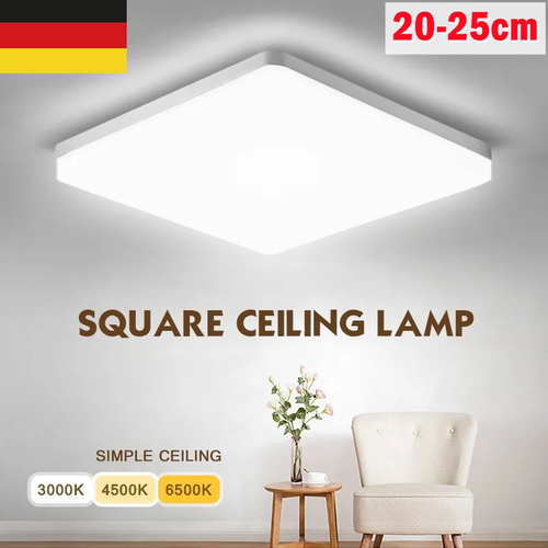 LED Deckenlampe 56w wohnzimmer Panel 25x25cm eckig flach Deckenleuchte Flur weiß - Bild 5 von 25