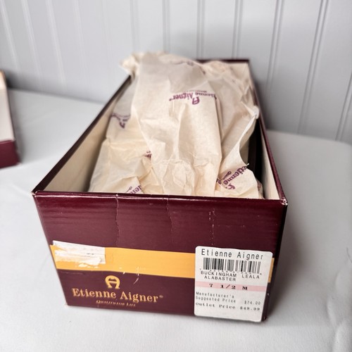 Mocasín Etienne Aigner Talla 7.5 M Buckingham Leala Cuero Alabastro Sin Cordones Penny - Imagen 11 de 11