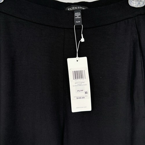 Eileen Fisher Petite Small schwarz Stretch Jersey Strick lässig Knöchel Hose Pull On