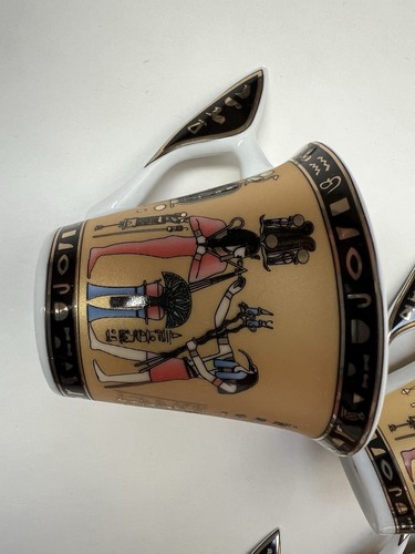 6 tazas de café de té ilustraciones faraónicas egipcias de Fathi Mahmoud Egipto 2 CHIPPED - Imagen 5 de 24