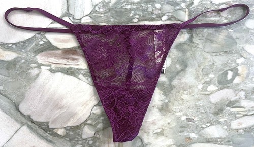 NEW Victoria Secret Very Sexy Shine Strap Lace High Leg V-String - Grape Soda XL - Picture 2 of 4