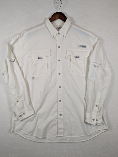 Columbia PFG Herren Large UPF 30 Angelhemd weiß Omni-Shade Langarm belüftet