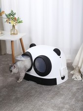 Cat Litter Box Potty Tray Panda Style House Self Cleaning Pan Drawer W/ Scoop