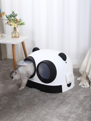 Katzentoilette Töpfchen Tablett Panda Stil Haus Selbstreinigung Pfanne Schublade mit Schaufel