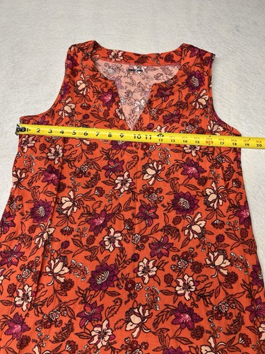 NWOT Lands End Women’s Medium Orange Floral Cotton Jersey Sleeveless Cover Up - Picture 2 of 5