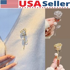 Elegant Rhinestones Alloy Rose Brooch Women Ladies Clothes Pin Brooches Gifts