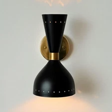 Mid Century Modern Wall Sconce: Brass Double Cone Light Fixture Christmas Gift