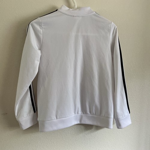 Adidas Jacket Youth 12/14 Large White Long Sleeve Full Zip Athletic 3 Stripes - Picture 11 of 13