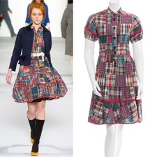 Vintage Marc Jacobs Plaid Patchwork Dress Womens size 6 FW 2005 Runway
