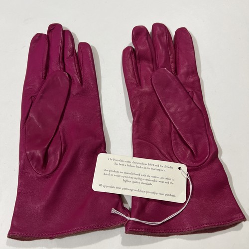 PORTOLANO Damen Leder Handschuhe Seide gefüttert Größe 7 1/2 rosa Italy - Bild 13 von 14
