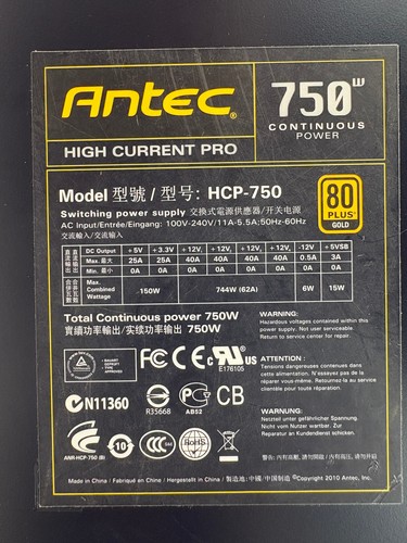 USED | ANTEC HCP-750 High Current Pro Continuous Power 750W Power Supply - Blue - Picture 12 of 12