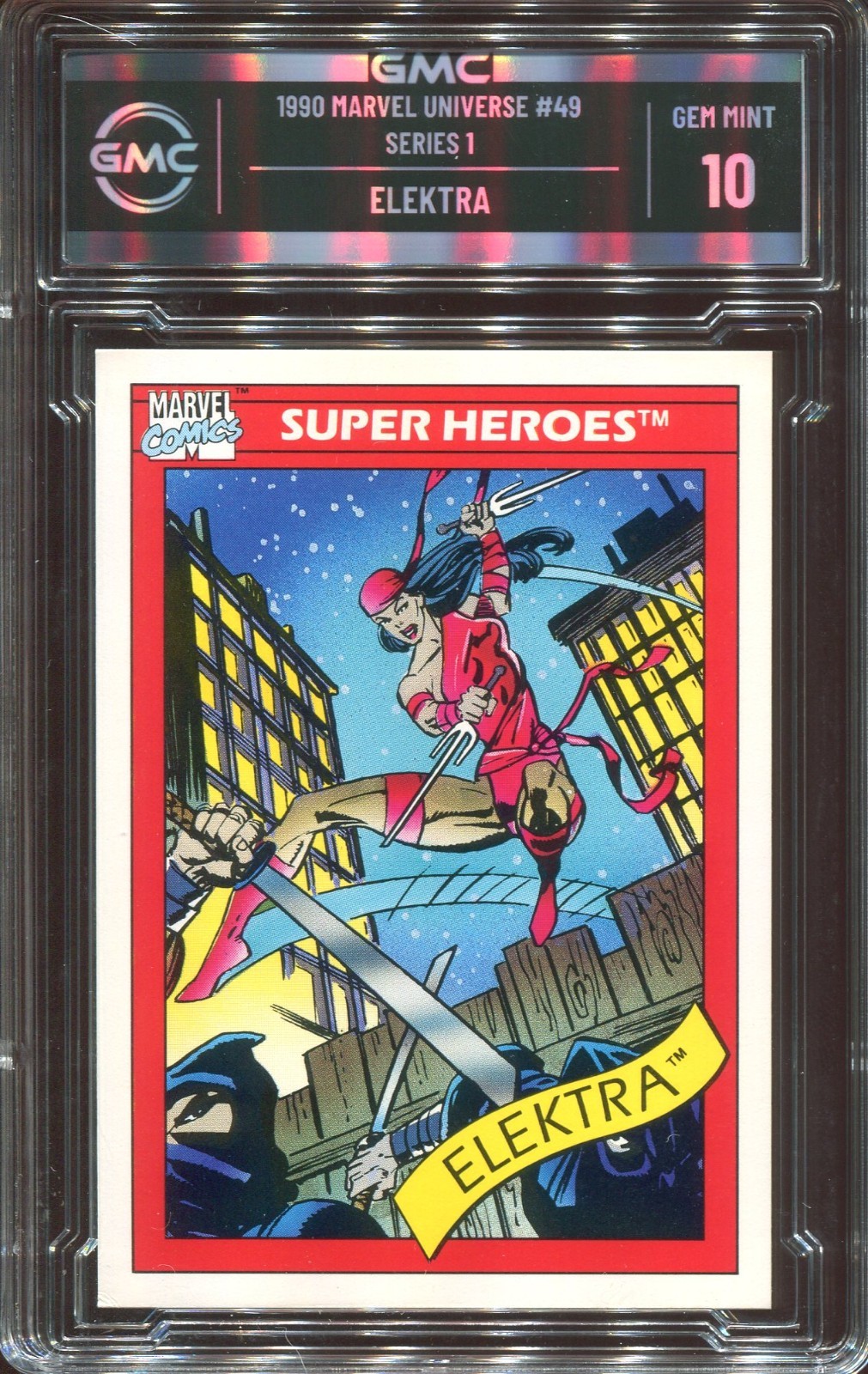 1990 IMPEL MARVEL UNIVERSE ELEKTRA #49 GMC 10 GEM MINT