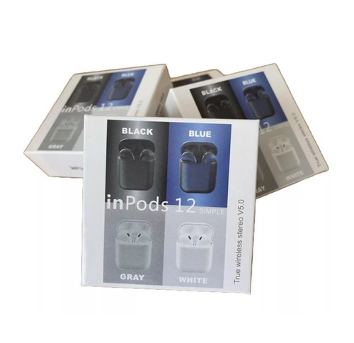 Earphones Headphones Ear pods InPods 12 Wireless Bluetooth White AirPod Inspired - Picture 1 of 5