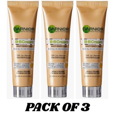 3 X Garnier Skin Naturals BB Cream Daily Moisturiser SPF 24 PA++ 18 Gram ORIGNAL