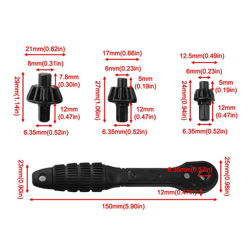 Verstellbarer Ratschenfutterschlüssel Schraubenschlüssel für 10 mm 13 mm 16 mm für Bohrfutter - Bild 3 von 12