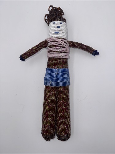 De colección Muñeca africana de fertilidad con cuentas - 14" arte tribal hecha a mano de Sudáfrica - Imagen 2 de 7