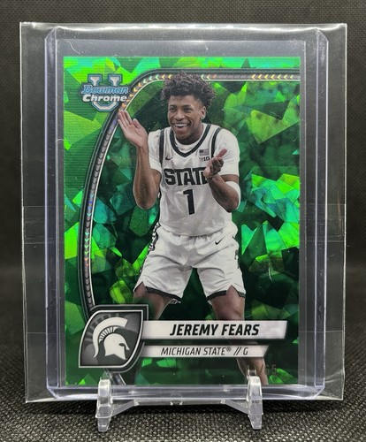 2024-25 Bowman University Chrome Sapphire JEREMY FEARS #ALT-8 GREEN /65 SP - Picture 3 of 3